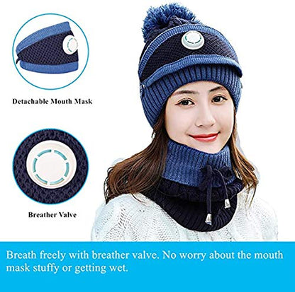 Unisex Winter Knit Beanie Cap Hat Neck Warmer Scarf