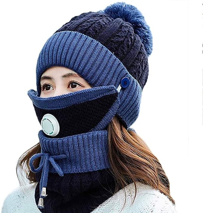 Unisex Winter Knit Beanie Cap Hat Neck Warmer Scarf