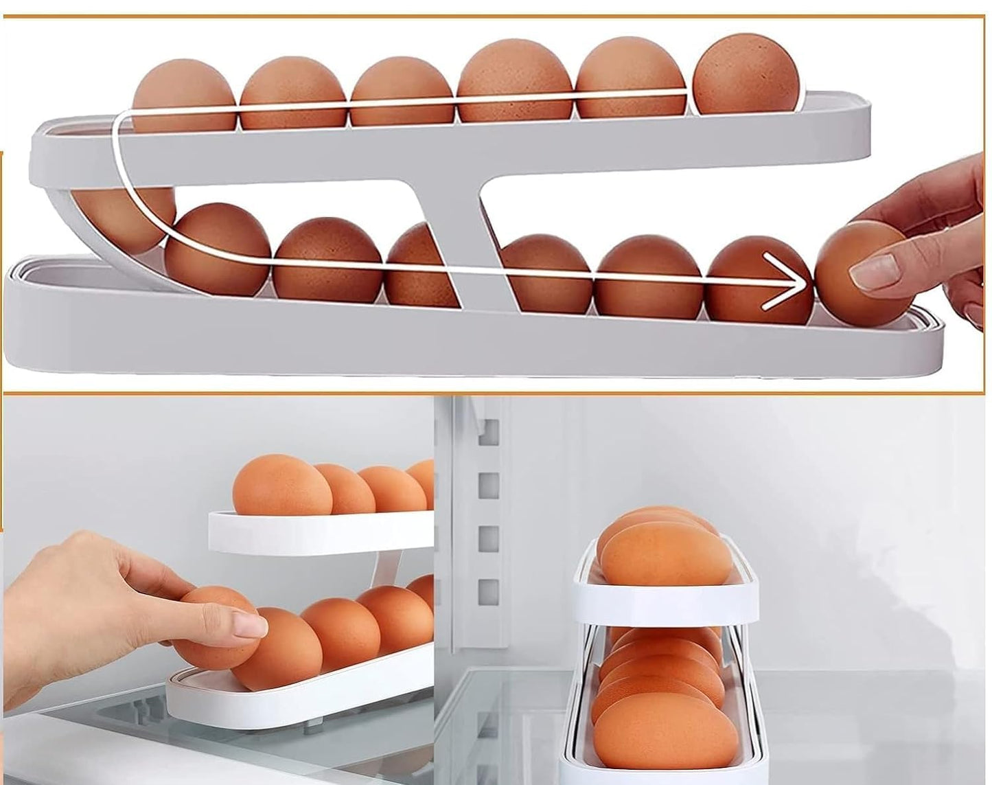 Automatically Rolling Egg Holder Container Display Rack
